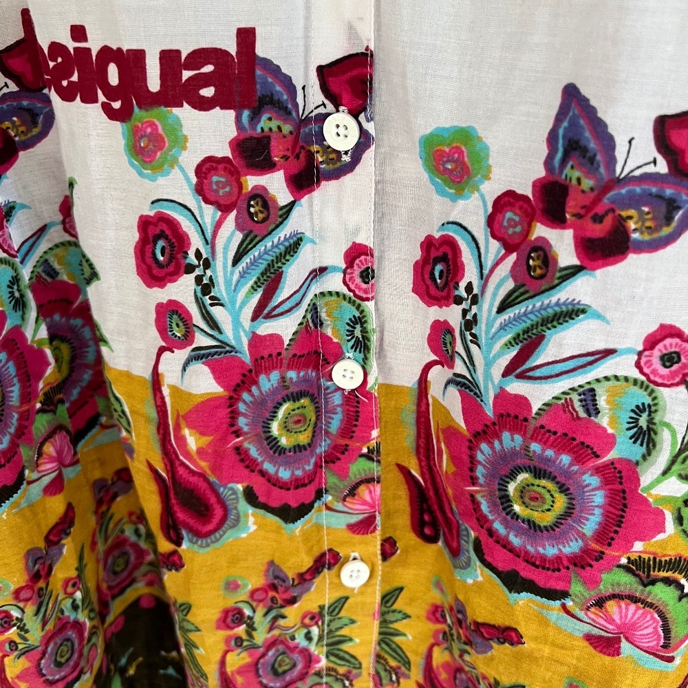 DESIGUAL Floral Print Button-Up Blouse